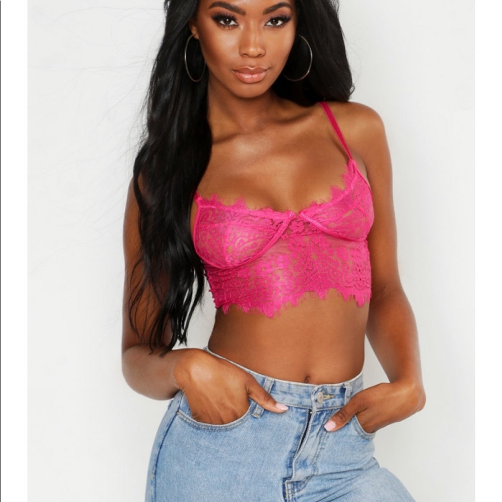 Boohoo Pink Lace Bralette